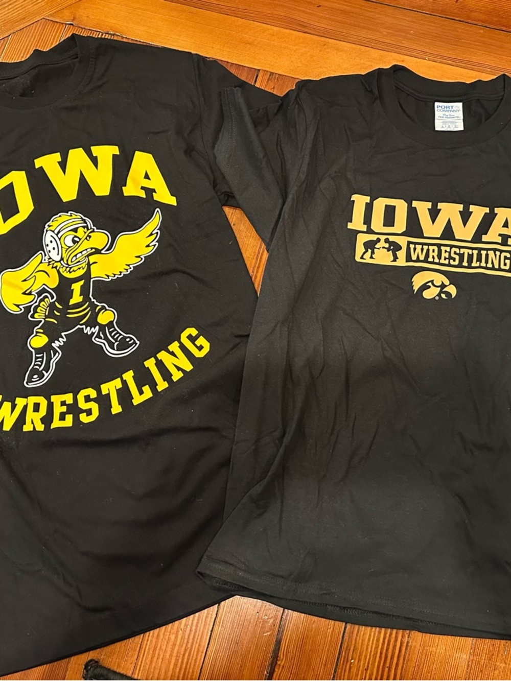 2 Iowa Wrestling Black & Gold T-Shirt Duo
